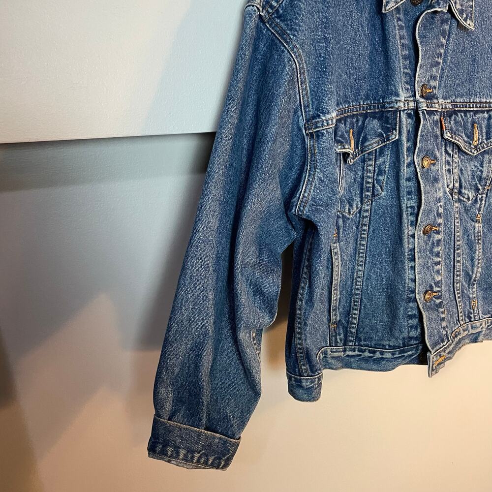Levi Strauss Vintage Trucker Jacket Orange Tag Rigid Denim Jacket Men's Small - Picture 4 of 11